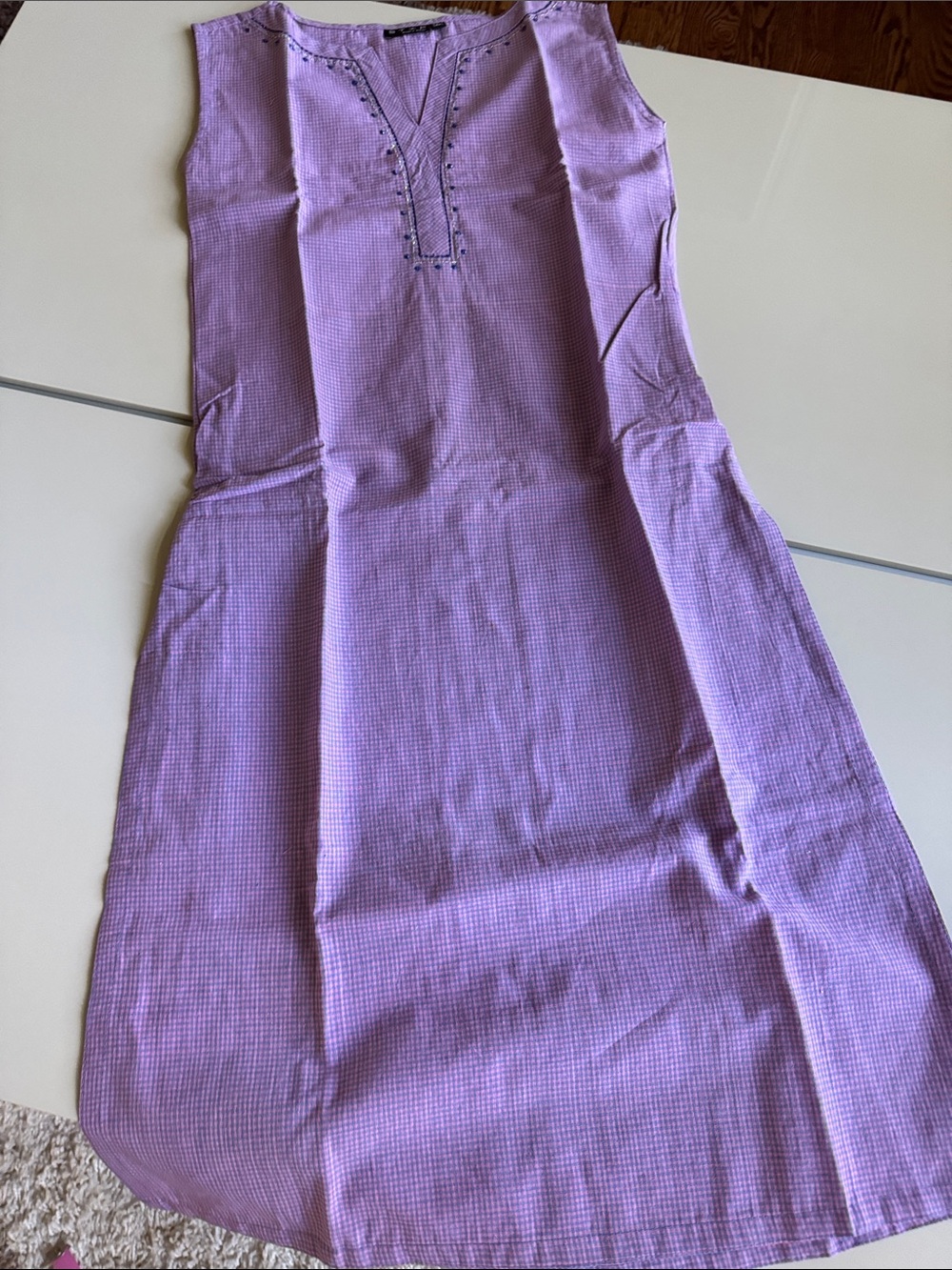 Lilac Sleeveless Cotton Blend Ethnic  Kurta